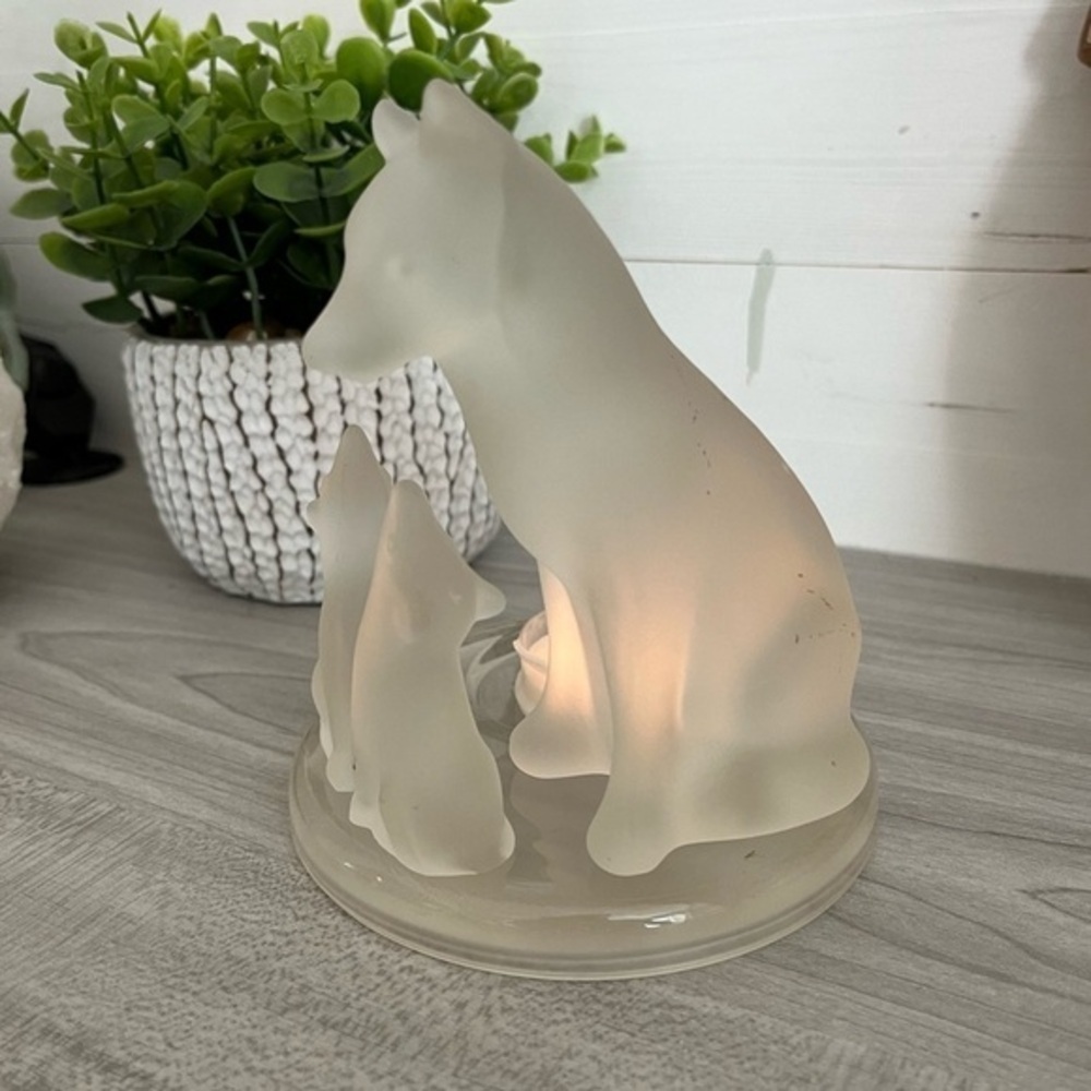 Partylite Wolf Family Frosted Tea Light Votive Holder - Picture 4 of 16